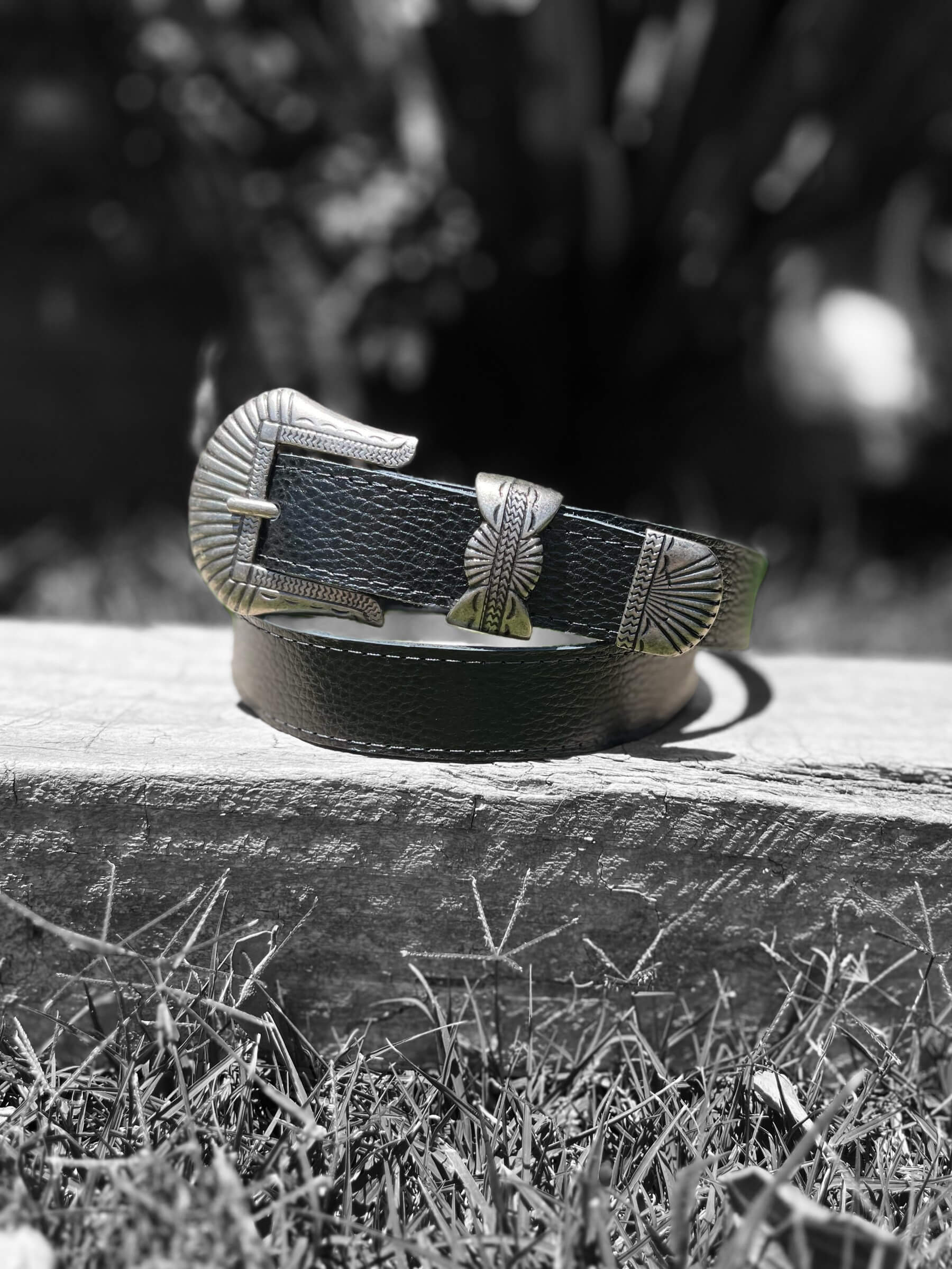 CINTURON LABRADO CUERO NEGRO