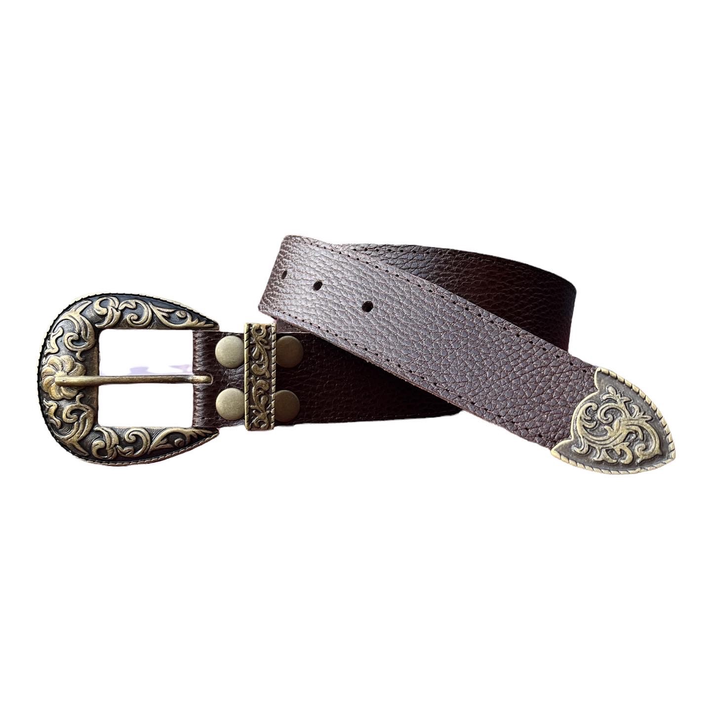 HEBILLA FLOR CUERO CAFÉ CHOCOLATE